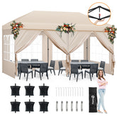Faltpavillon 3x6m mit 6 Seitenteilen, One-Touch-System, UV50+ & wasserdicht, Höhenverstellbar (250–270cm), inkl. Sandsäcke & Tragetasche